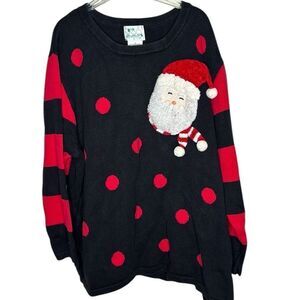Quaker Factory Black/Red Polka Dot Ugly Christmas Sweater. Size 3X.